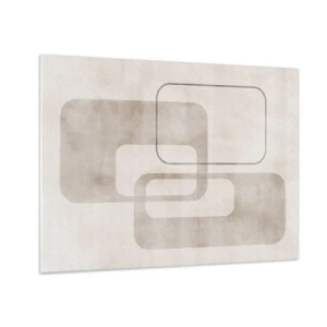 Impression sur verre - Image sur verre - Rectangles beiges minimalistes sur fond clair - 70x50cm - Fugue géométrique - Décoration murale moderne pour le salon et la chambre ARTTOR