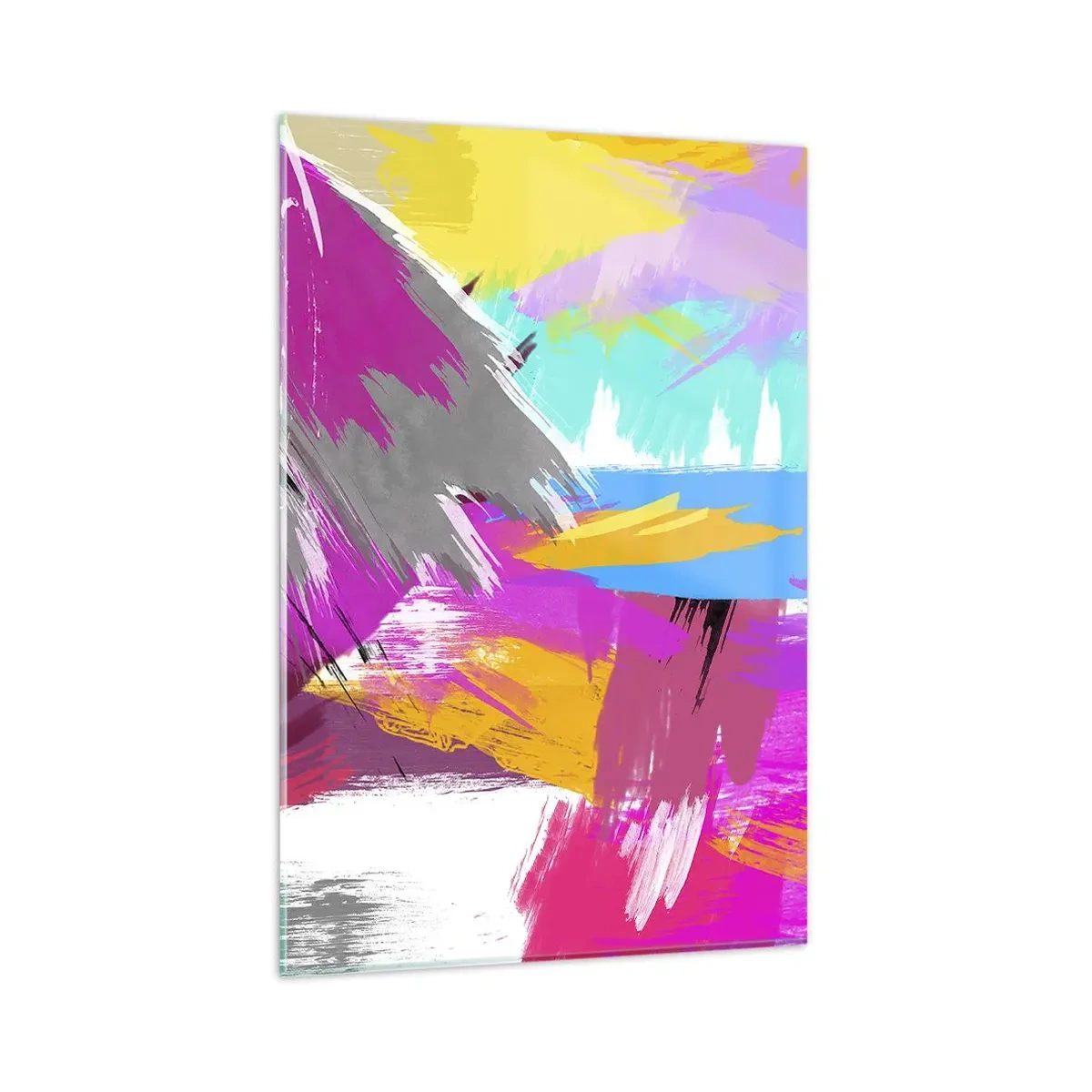 Impression sur verre - Image sur verre - Abstraction dynamique aux couleurs intenses - 80x120cm - Maz, maz, maz encore une fois - Décoration murale moderne pour le salon et la chambre ARTTOR