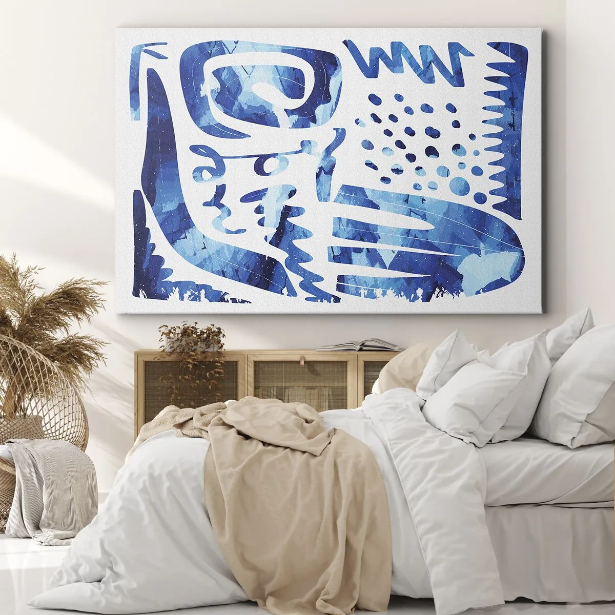 Impression sur toile - Image sur toile - Motif abstrait dans les tons de bleu - 120x80cm - Retour aux racines - Décoration murale moderne pour le salon et la chambre ARTTOR