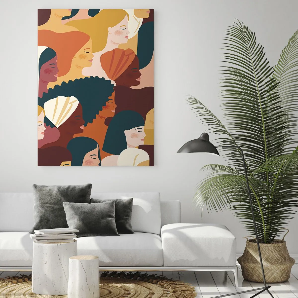 Impression sur verre - Image sur verre - Profils colorés de femmes aux styles variés - 80x120cm - Uniquement la féminité - Décoration murale moderne pour le salon et la chambre ARTTOR