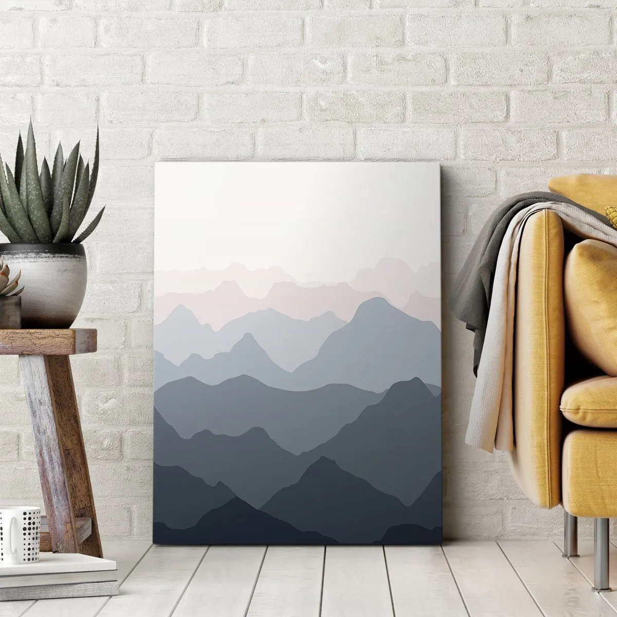 Impression sur toile - Image sur toile - Vagues de montagnes - 65x120 cm