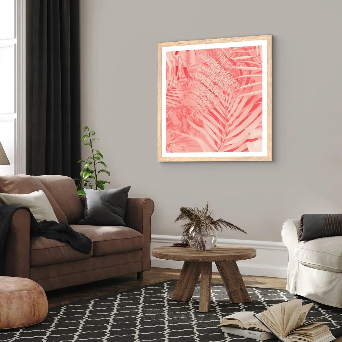 Affiche dans un chêne clair - Poster - Concept de rose - 40x40 cm