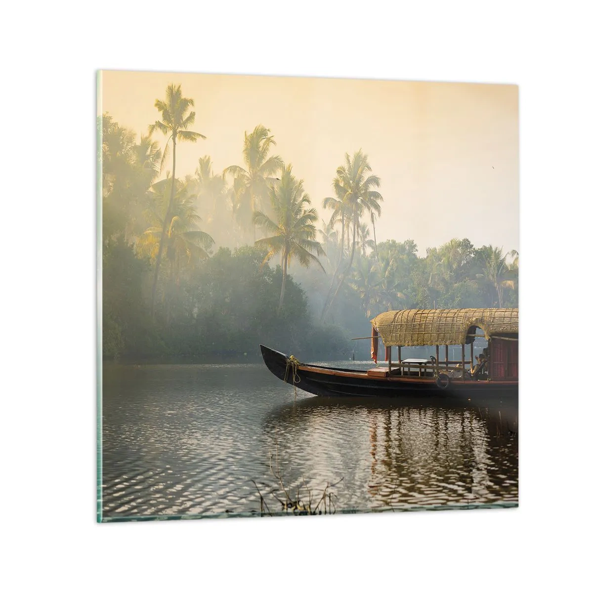 Impression sur verre - Image sur verre - Maison sur la rivière - 50x50 cm