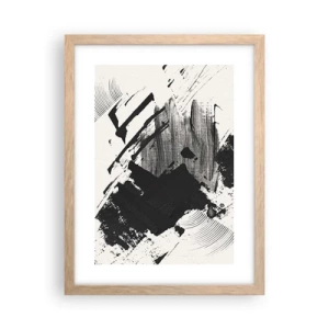 Affiche dans un chêne clair - Poster - Abstraction – expression du noir - 30x40 cm