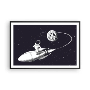 Affiche dans un cadre noir - Poster - Surfeur de l'espace - 91x61 cm
