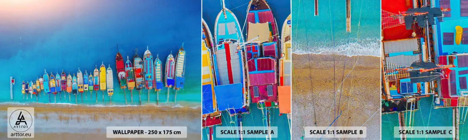 Échantillon de Papier Peint Autocollant Deluxe Sticker - Une vue à vol d'oiseau - Paysage, Plage, Mer - 100x30 cm