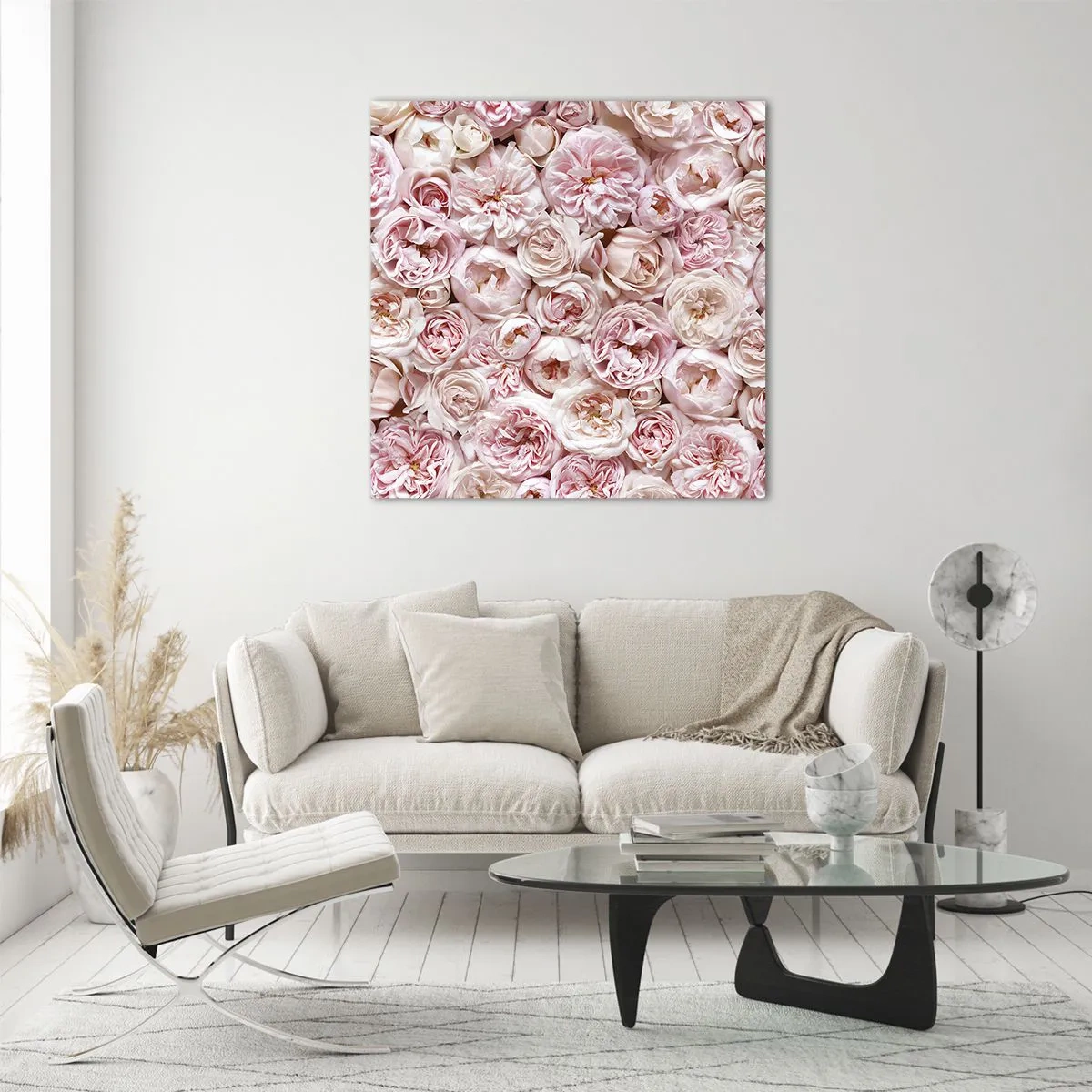 Impression sur verre - Image sur verre - Un lit de roses - 60x60 cm