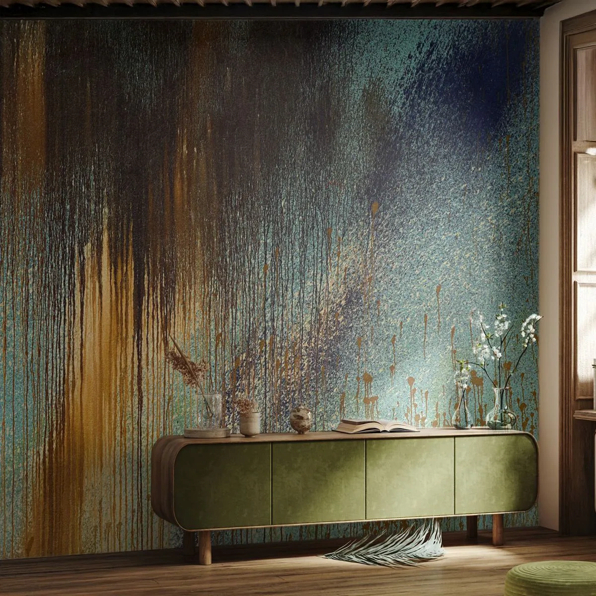 Papier Peint Photo Premium Sand - Une composition de couleirs non fortuite - Abstraction, Industriel, Peinture - 400x280 cm