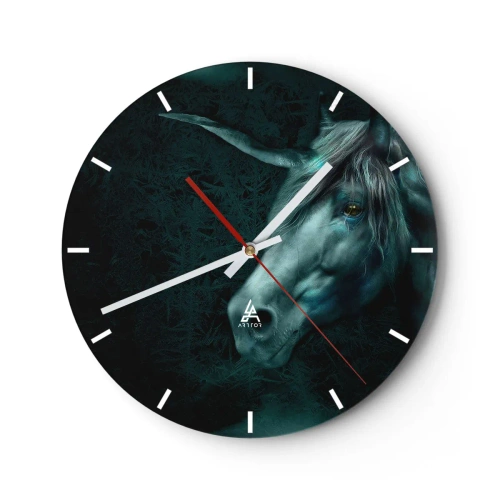 Horloge murale - Pendule murale - Une licorne dans un décor de forêt sombre - 30x30cm - Dans une forêt de conte de fées - Décoration murale moderne pour le salon, la cuisine et la chambre ARTTOR