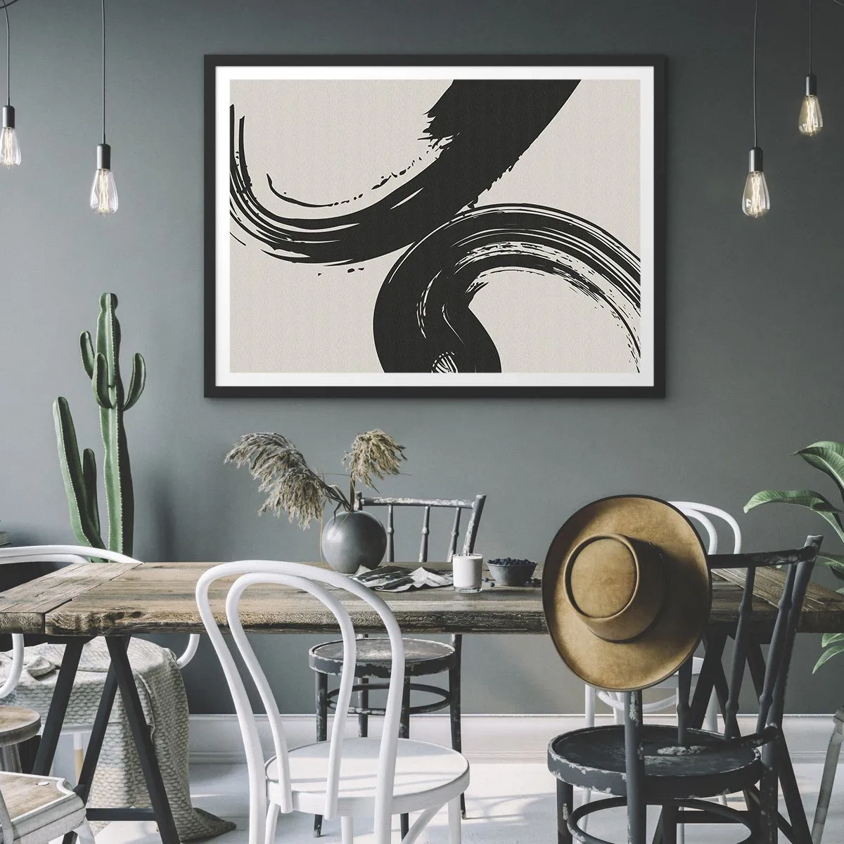 Affiche dans un cadre noir - Poster - Balayage circulaire - 91x61 cm