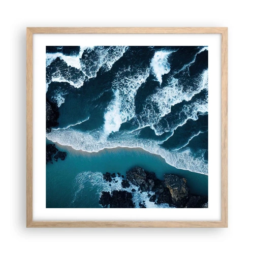 Affiche dans un chêne clair - Poster - Enveloppé par les vagues - 50x50 cm