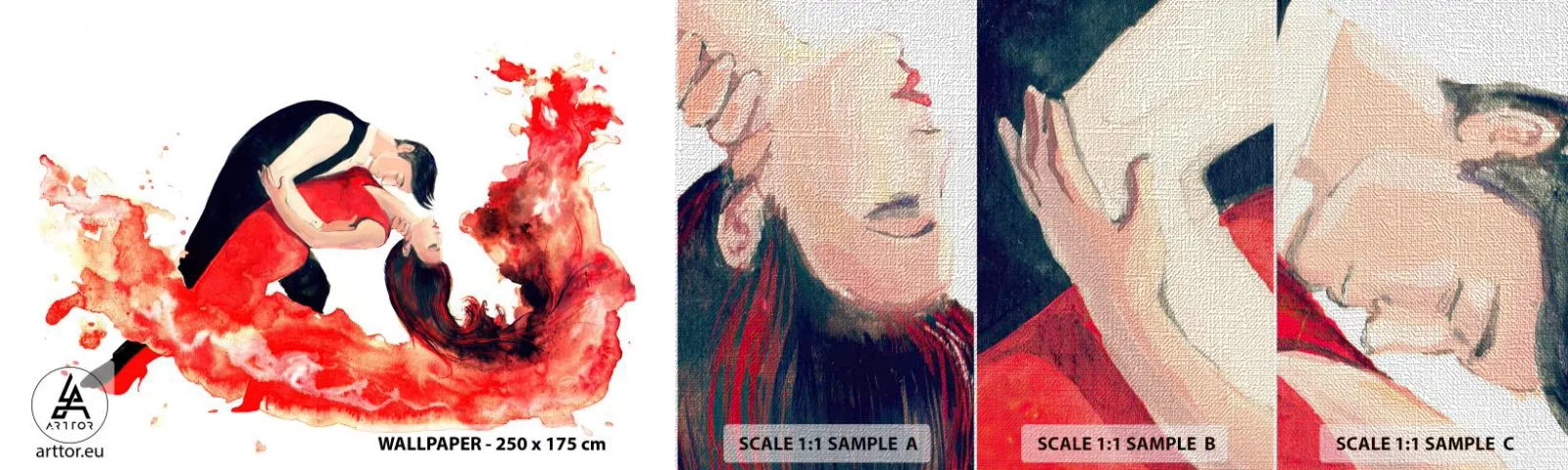 Échantillon de Papier Peint Premium Canvas - Tango - une vague sensuelle - Danse, Musique, Danseurs - 100x30 cm