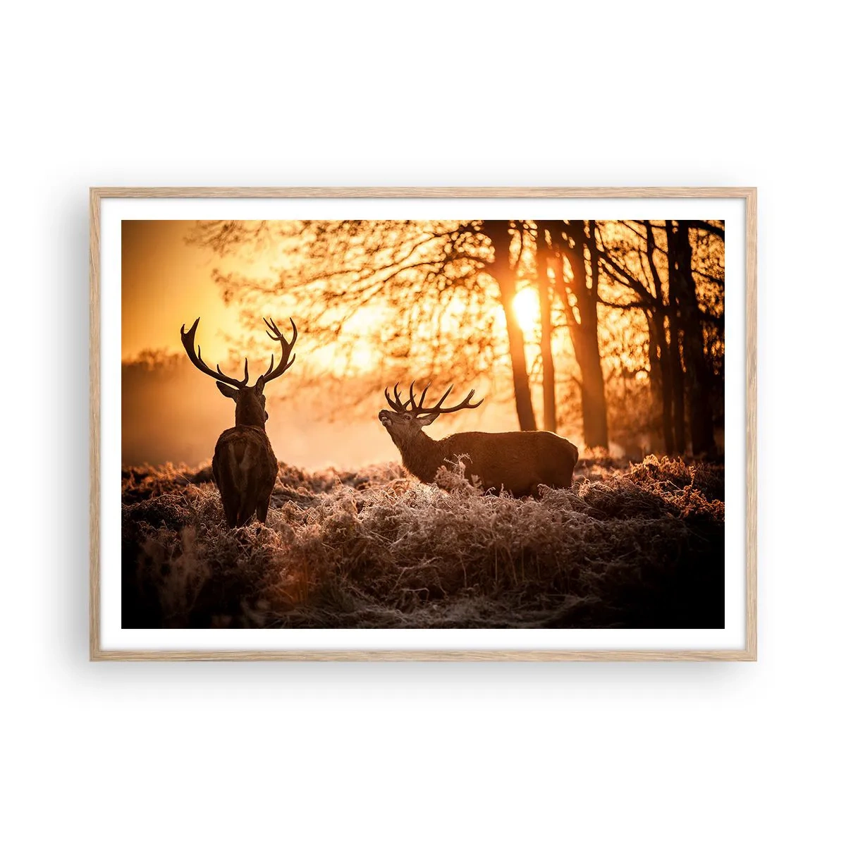 Affiche dans un chêne clair - Poster - Le rêve d'un chasseur - 100x70 cm