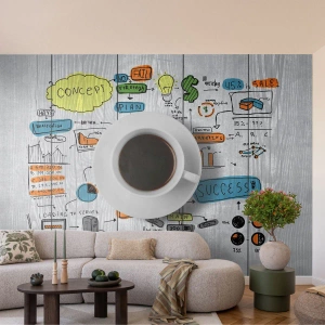 Papier Peint Autocollant Deluxe Sticker - Il est temps de faire une pause - Graphique, Café, Expresso - 350x256 cm