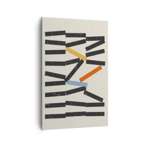 Impression sur toile - Image sur toile - Composition abstraite avec des rectangles colorés et noirs - 80x120cm - Dominos – composition - Décoration murale moderne pour le salon et la chambre ARTTOR