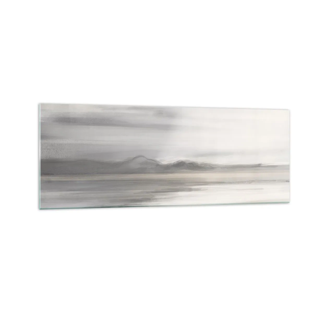 Impression sur verre - Image sur verre - Un paysage subtil aux tons gris et beige - 140x50cm - Distance réfléchie - Décoration murale moderne pour le salon et la chambre ARTTOR