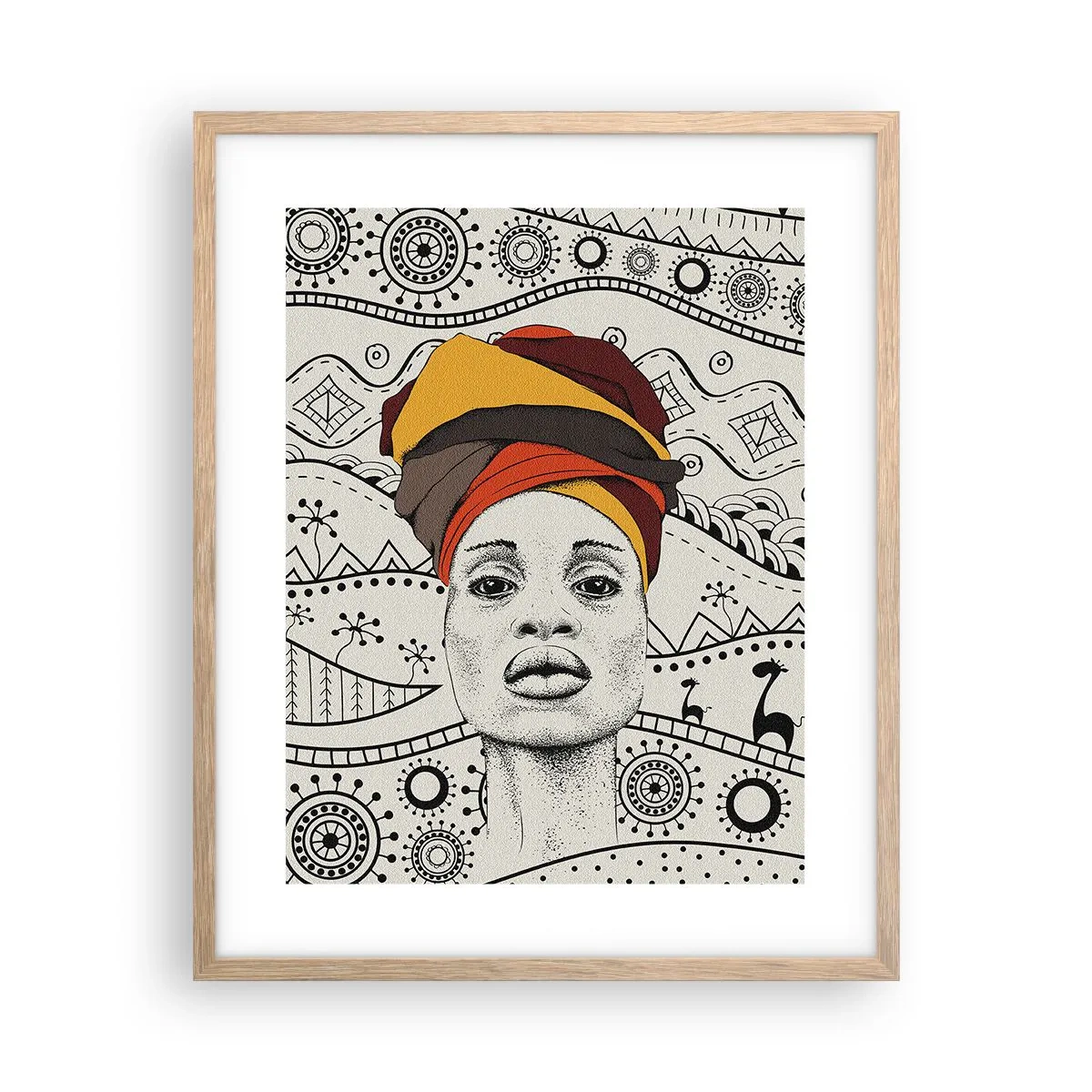 Affiche dans un chêne clair - Poster - Portrait Africain - 40x50 cm
