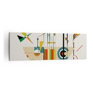 Impression sur toile - Image sur toile - Abstraction colorée avec des formes géométriques - 160x50cm - Et le monde s’amuse - Décoration murale moderne pour le salon et la chambre ARTTOR