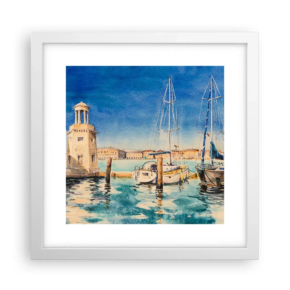 Affiche dans un cadre blanc - Poster - Lagune ensoleillée - 30x30 cm