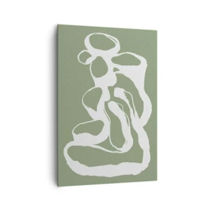 Impression sur toile - Image sur toile - Formes organiques en blanc sur fond vert - 70x100cm - L'appel de l'espace - Décoration murale moderne pour le salon et la chambre ARTTOR