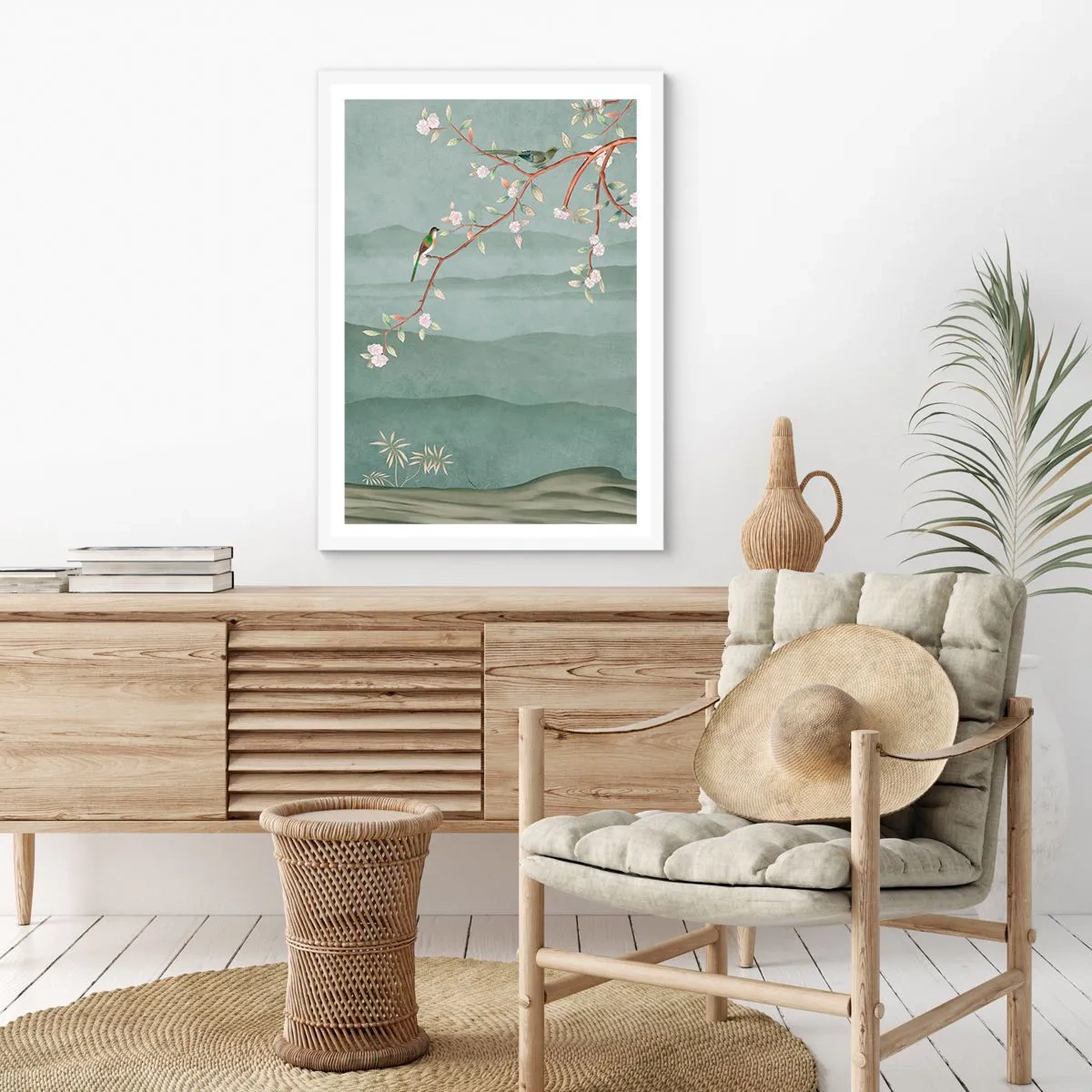 Affiche dans un cadre blanc - Poster - Printemps oh c'est toi - 70x100 cm