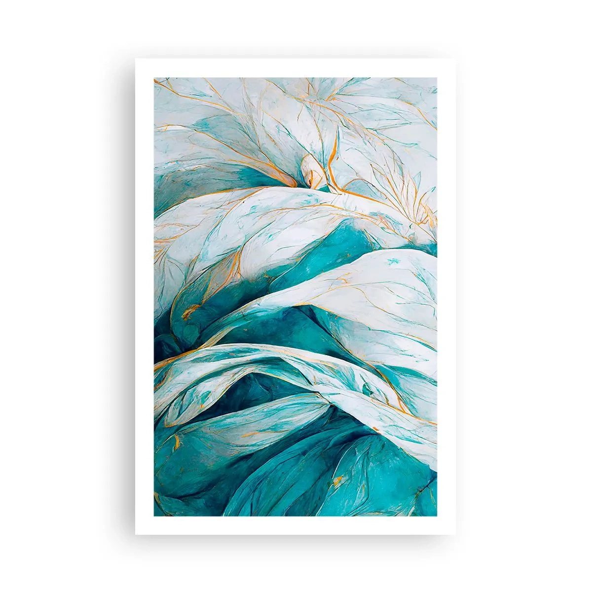 Affiche - Poster - Abstraction bleue avec un motif doré - 61x91 cm