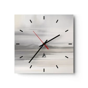 Horloge murale - Pendule murale - Un paysage subtil aux tons gris et beige - 30x30cm - Distance réfléchie - Décoration murale moderne pour le salon et la chambre ARTTOR