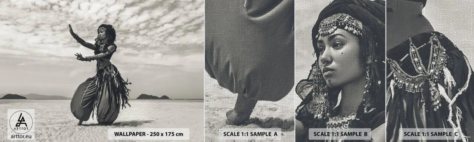 Échantillon de Papier Peint Premium Canvas - Danse des îles du sud - Danseur, Inde, Orient - 100x30 cm