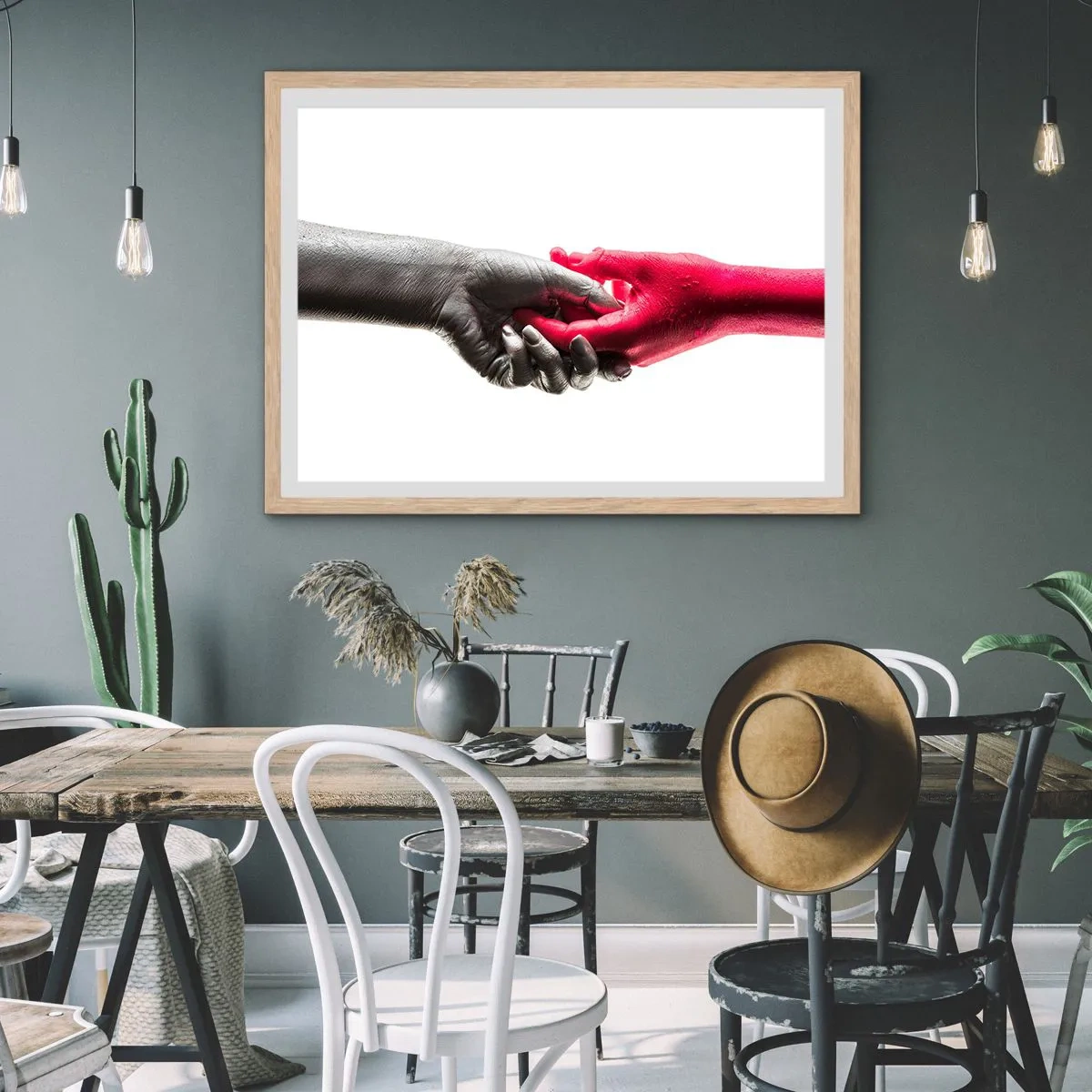 Affiche dans un chêne clair - Poster - Ensemble, bien que différents - 100x70 cm