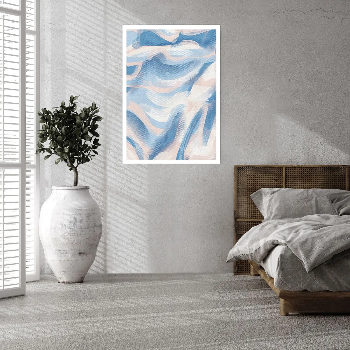 Affiche - Poster - Vague abstraite dans les tons de bleu et de beige - 50x70cm - Vagues bleues - Décoration murale moderne pour le salon et la chambre ARTTOR