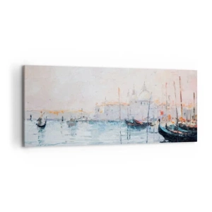 Impression sur toile - Image sur toile - Derrière l'eau, derrière le brouillard - 100x40 cm