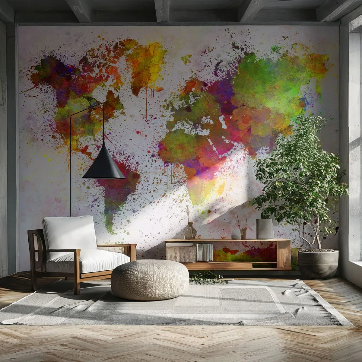 Papier Peint Photo Standard Eco - D'une certaine manière ça s'est passé de la même façon - Carte du monde, Continents, Morceau - 350x256 cm