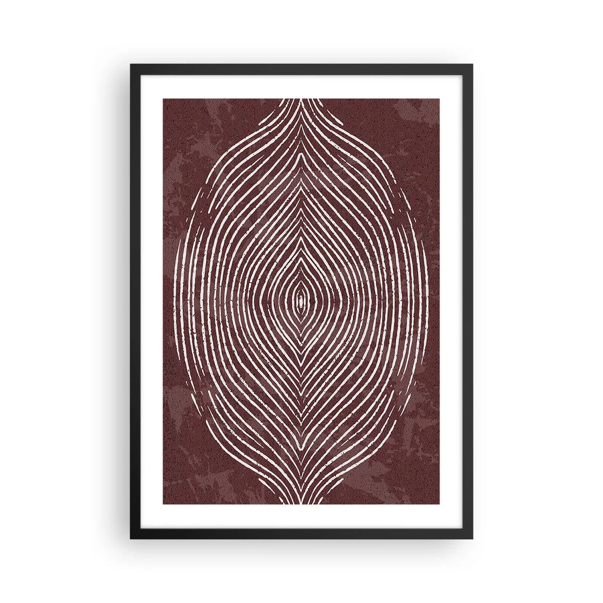 Affiche dans un cadre noir - Poster - Un motif hypnotique de lignes blanches sur fond marron. - 50x70cm - L'espace parle - Décoration murale moderne pour le salon et la chambre ARTTOR