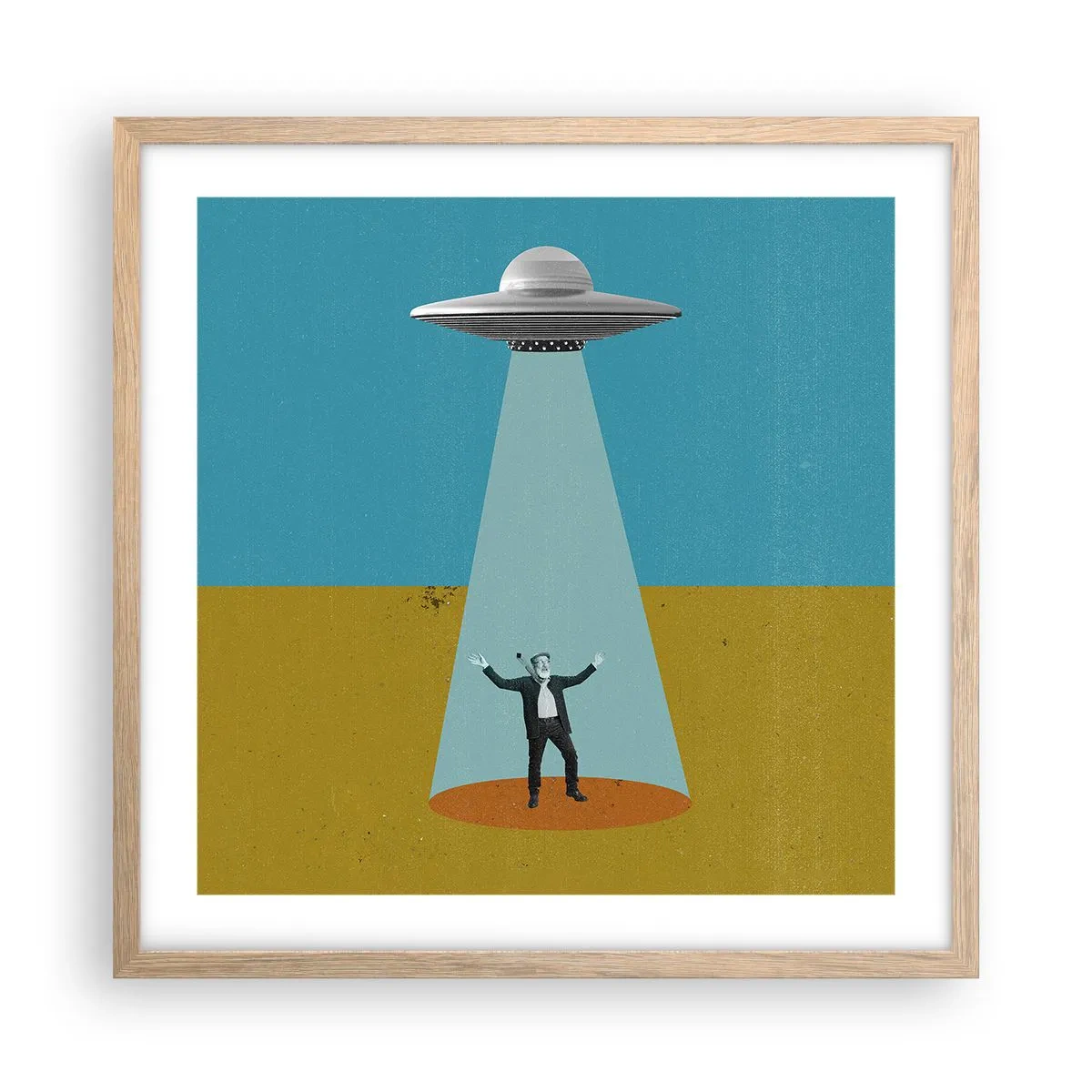 Affiche dans un chêne clair - Poster - Rencontre proche - 50x50 cm