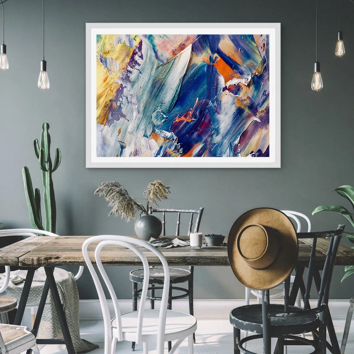 Affiche dans un cadre blanc - Poster - Confusion des couleurs - 91x61 cm