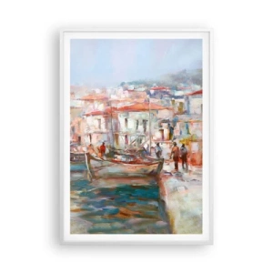 Affiche dans un cadre blanc - Poster - Vacances pastelles - 70x100 cm
