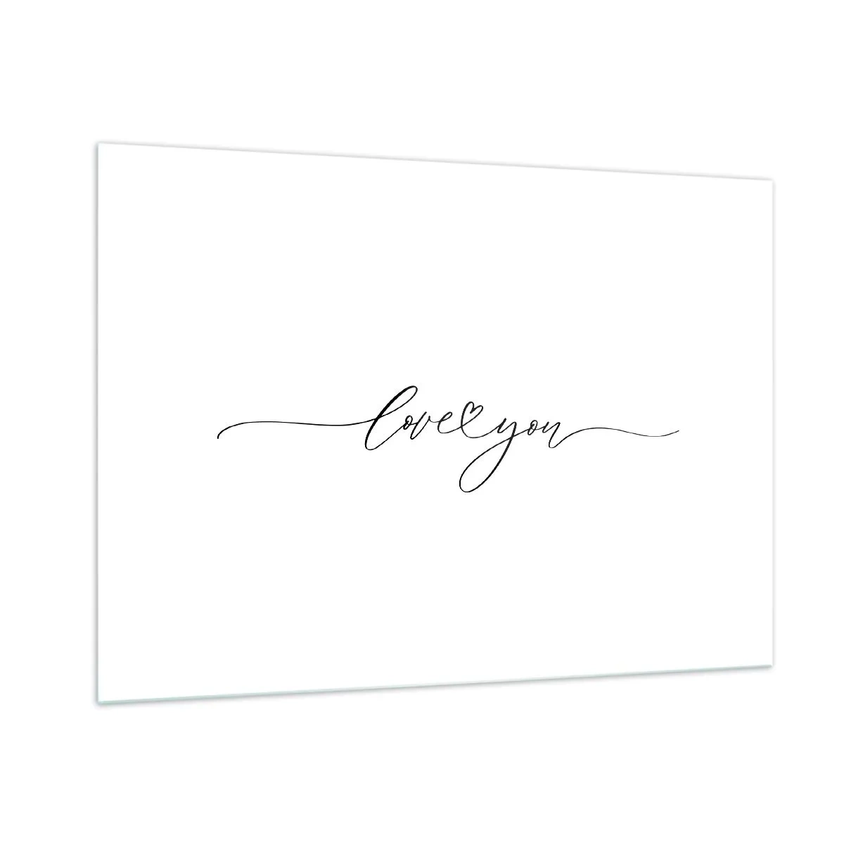 Impression sur verre - Image sur verre - Inscription minimaliste « Je t'aime » sur fond blanc - 100x70cm - Noir sur blanc - Décoration murale moderne pour le salon et la chambre ARTTOR