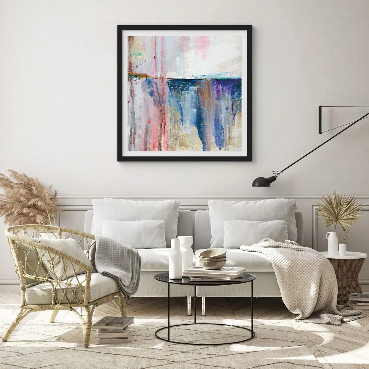 Affiche dans un cadre noir - Poster - Impressions et associations colorées - 60x60 cm