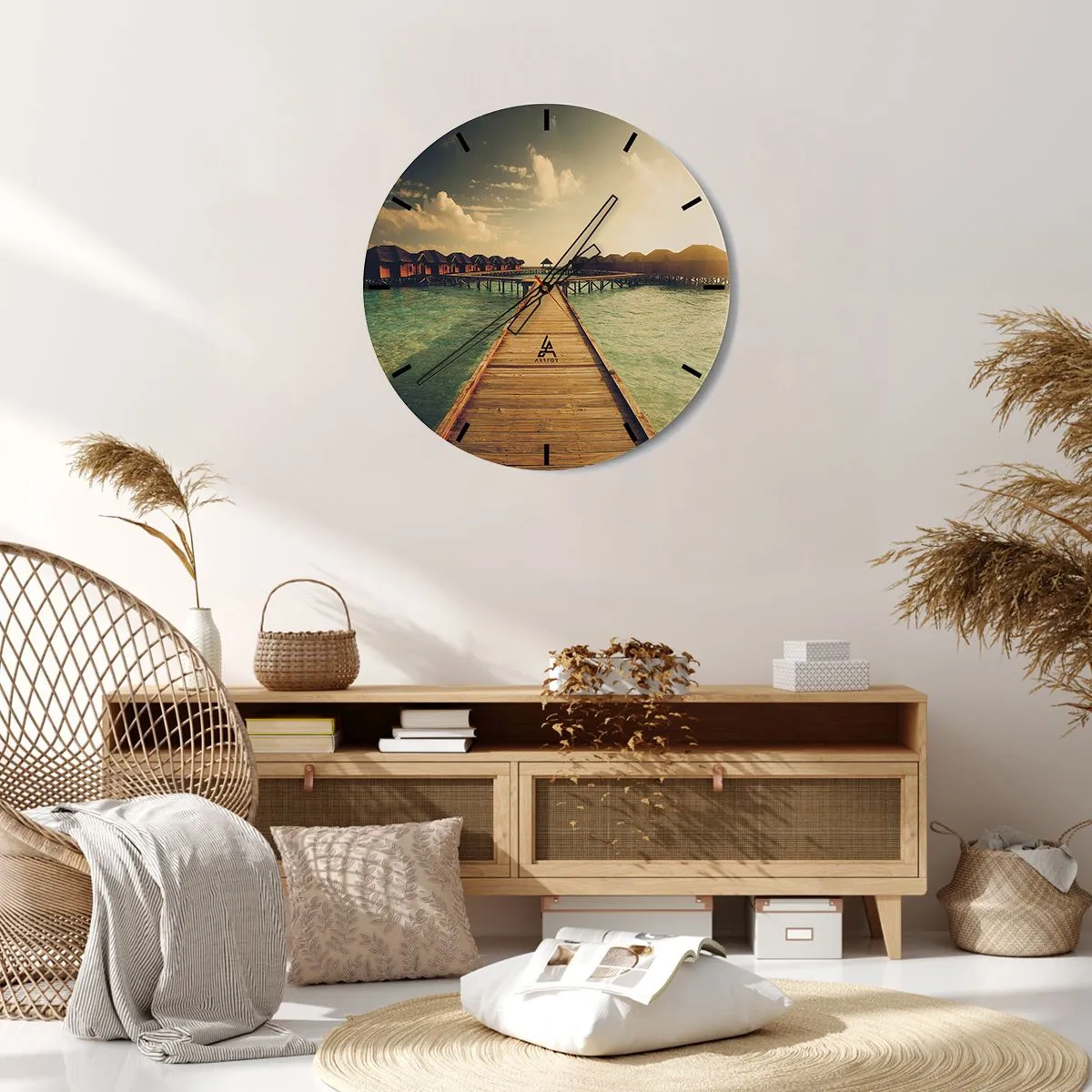 Horloge murale - Pendule murale - Invitation chaleureuse - 30x30 cm