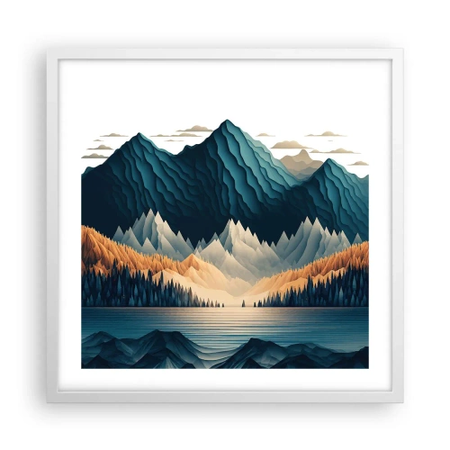 Affiche dans un cadre blanc - Poster - Paysage de montagne parfait - 50x50 cm