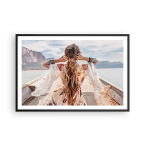 Affiche dans un cadre noir - Poster - En route vers le bonheur - 91x61 cm