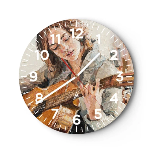 Horloge murale - Pendule murale - Concerto pour guitare et coeur de fille - 30x30 cm