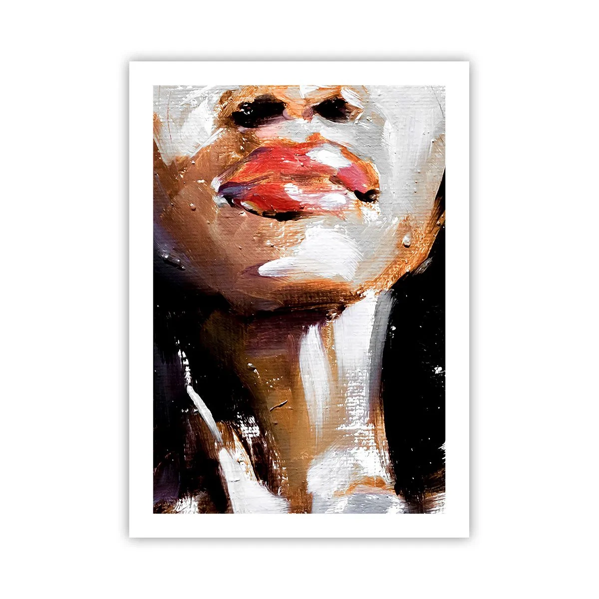 Affiche - Poster - Portrait abstrait d'une femme aux lèvres rouges - 50x70cm - Fierté sans préjugés - Décoration murale moderne pour le salon et la chambre ARTTOR