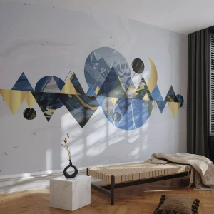 Papier Peint Autocollant Deluxe Sticker - Paysage géométrique - Abstraction, Montagnes, Morceau - 300x210 cm