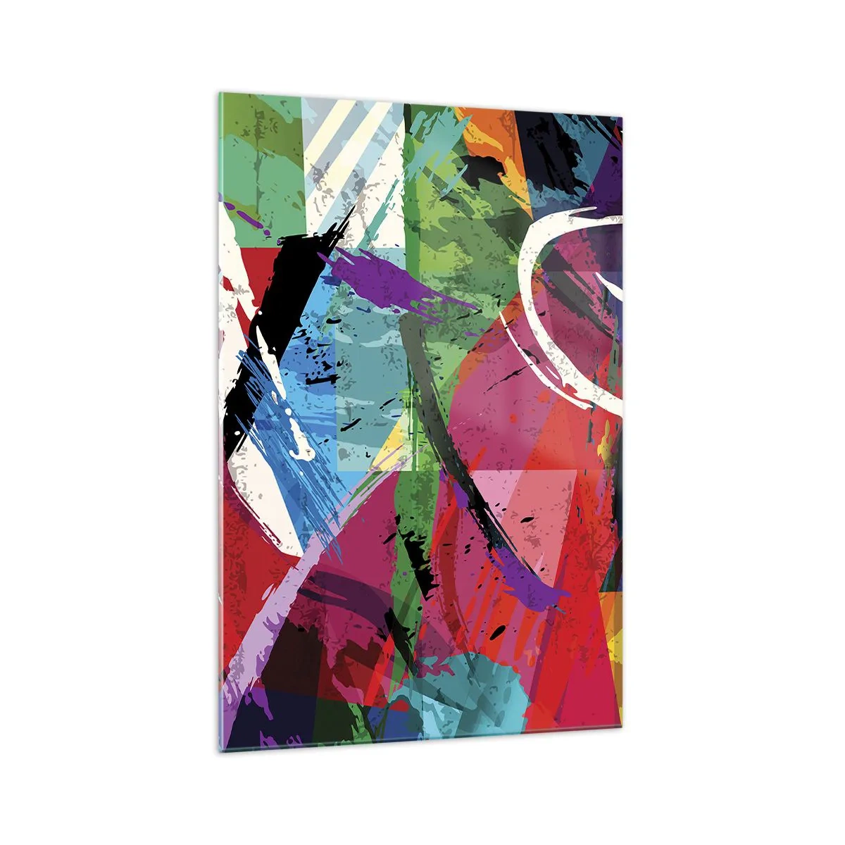 Impression sur verre - Image sur verre - Abstraction colorée avec des coups de pinceau dynamiques - 70x100cm - Rapide, vif et bondissant - Décoration murale moderne pour le salon et la chambre ARTTOR