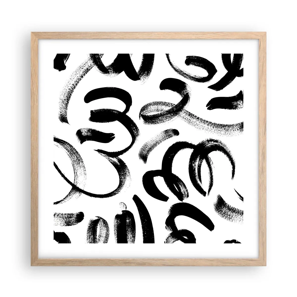 Affiche dans un chêne clair - Poster - Noir sur blanc - 50x50 cm