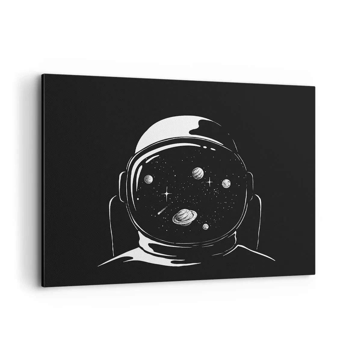 Impression sur toile - Image sur toile - Un casque d'astronaute minimaliste avec vue sur l'espace - 100x70cm - Sympa la vue - Décoration murale moderne pour le salon et la chambre ARTTOR