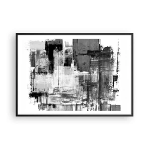 Affiche dans un cadre noir - Poster - Composition abstraite en noir, blanc et gris - 100x70cm - Le gris est beau - Décoration murale moderne pour le salon et la chambre ARTTOR