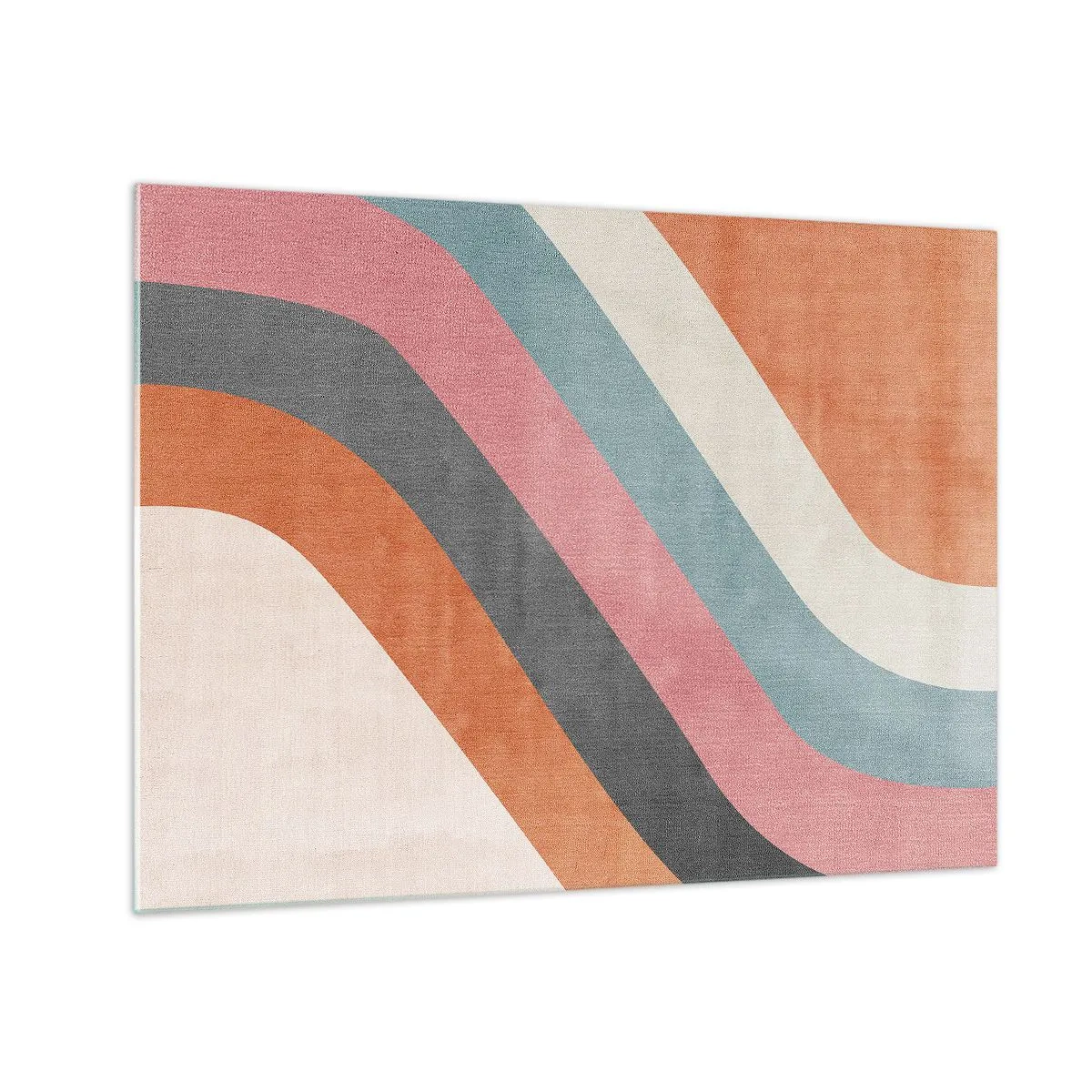Impression sur verre - Image sur verre - Rayures diagonales colorées sur fond clair - 70x50cm - Composition diagonale – mouvement - Décoration murale moderne pour le salon et la chambre ARTTOR