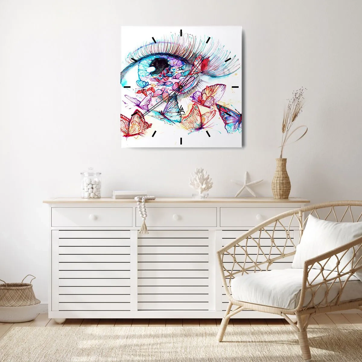 Horloge murale - Pendule murale - Charme des yeux de conte de fées - 40x40 cm